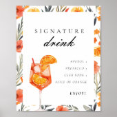 Signature Drink Aperol Bridal Shower Sign ポスター (正面)