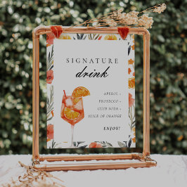 Signature Drink Aperol Bridal Shower Sign ポスター