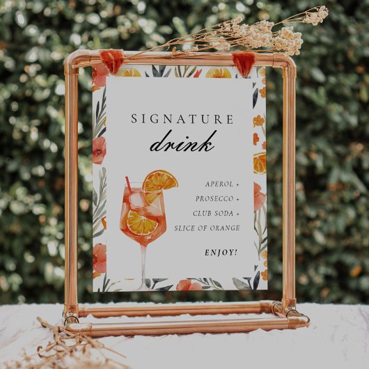 Signature Drink Aperol Bridal Shower Sign ポスター