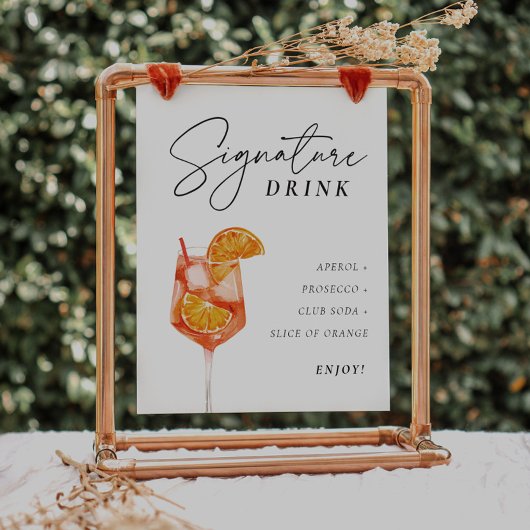 Signature Drink Aperol Bridal Shower Sign ポスター