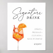 Signature Drink Aperol Bridal Shower Sign ポスター (正面)