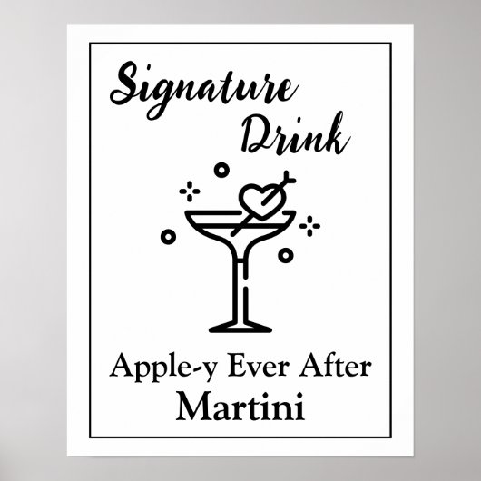Signature Drink Sign for 結婚'sバーMartini ポスター (正面)
