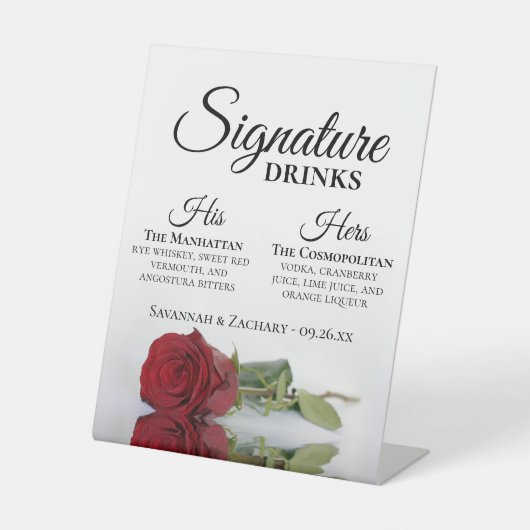 Signature Drinks エレガント Red Rose結婚's 台座サイン (正面)