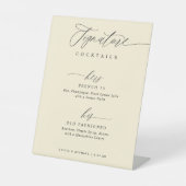 Signature Drinks Elegant Modern Cream Wedding 台座サイン (正面)