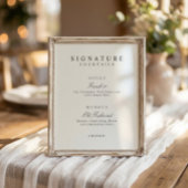 Signature Drinks Elegant Simple Wedding Bar Sign ポスター