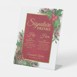 Signature Drinks Holly & Pine Christmas Wedding 台座サイン