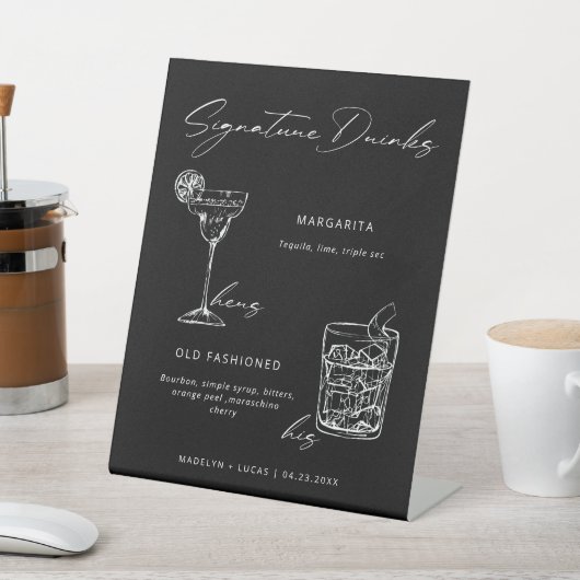 Signature Drinks Minimalist Black & White 台座サイン (インサイチュ)