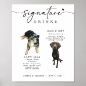 Signature Drinks Pet Wedding Bar Sign ポスター (正面)