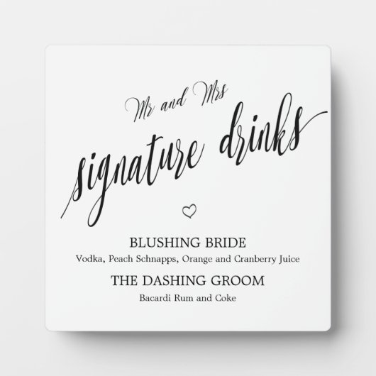 Signature drinks sign Tabletop Plaque with Easel フォトプラーク (正面)