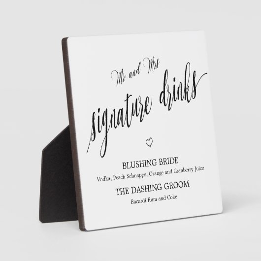 Signature drinks sign Tabletop Plaque with Easel フォトプラーク (正面)