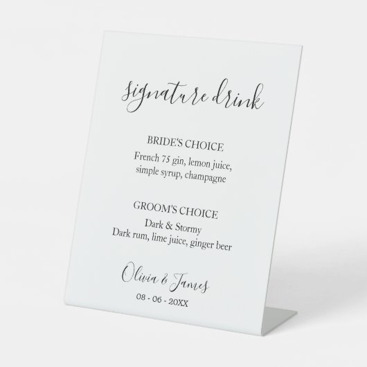 Signature Drinks Sign Template, Wedding Bar Menu 台座サイン (正面)