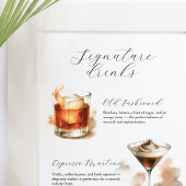 Signature Drinks Signs | Watercolor Cocktails ポスター