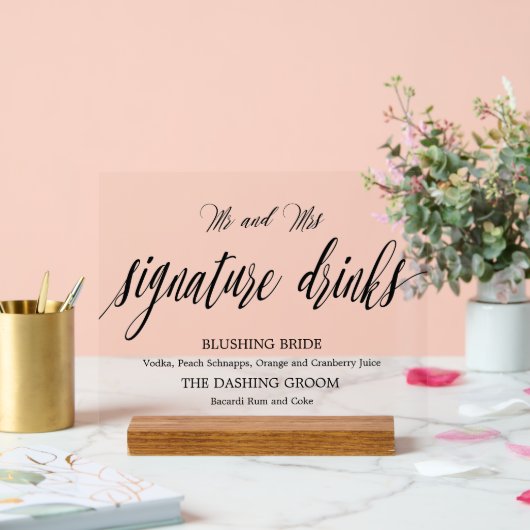 Signature drinks Wedding Acrylic sign  アクリルサイン (ウェディング)