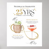 Signature Drinks Wedding Anniversary Cocktail Menu ポスター (正面)