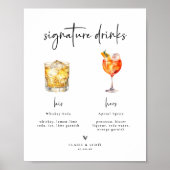 Signature Drinks Wedding Bar Sign ポスター (正面)