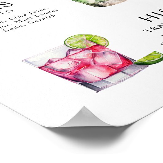 Signature Drinks Wedding Cocktail Menu Poster ポスター (角)