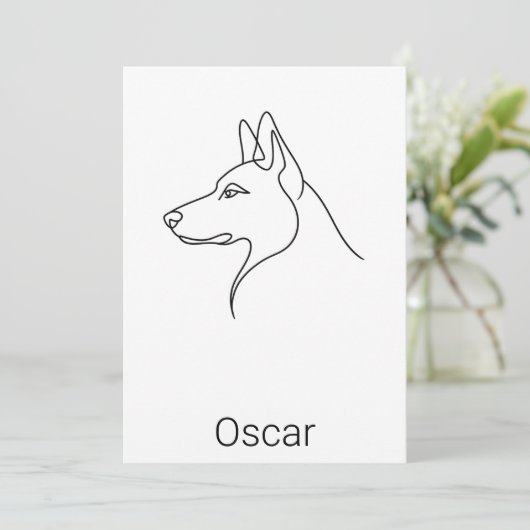 Signature German Shepherd One Line Art Personalize カード (スタンド正面)