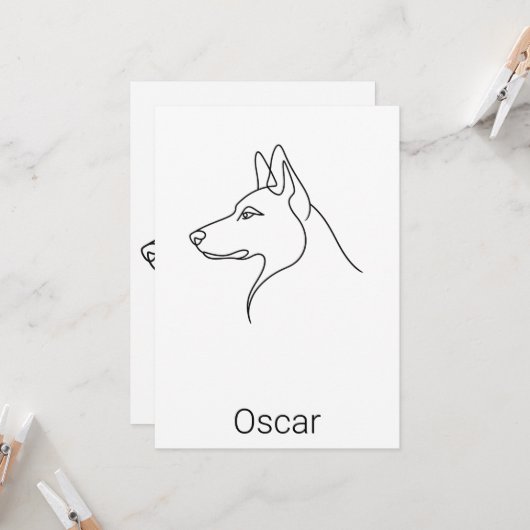 Signature German Shepherd One Line Art Personalize カード (正面/裏面インサイチュ)