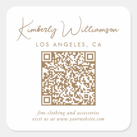 Signature Gold Script QR Code スクエアシール (正面)