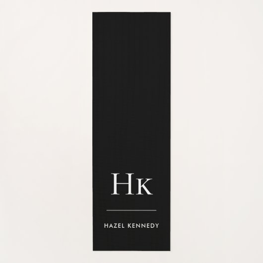 Signature Monogram Simple Black Monogrammed ヨガマット (正面)