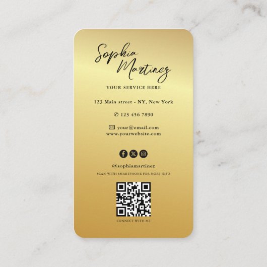 Signature Purple Agate gold marble & QR Code Logo 名刺 (裏面)