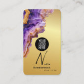 Signature Purple Agate gold marble & QR Code Logo 名刺 (正面)