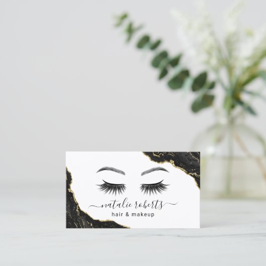 Signature Script Gold Marble Agate Beauty Salon 名刺 (スタンド正面)