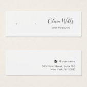 Signature Script Stud Earring Jewelry Display Card (正面&裏面)