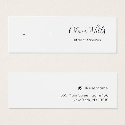 Signature Script Stud Earring Jewelry Display Card (正面&裏面)