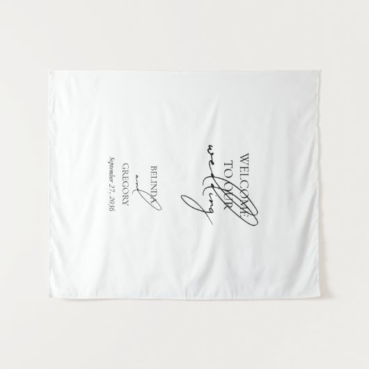 Signature Script Welcome Wedding Fabric Sign タペストリー (正面(横))