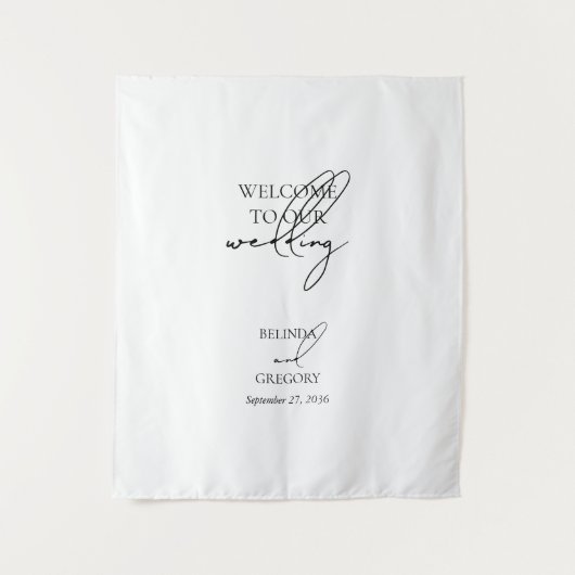Signature Script Welcome Wedding Fabric Sign タペストリー (正面)