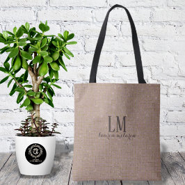 Signature True Taupe Monogram Tote with Soft Shine トートバッグ