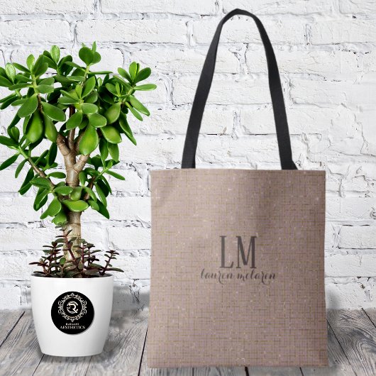 Signature True Taupe Monogram Tote with Soft Shine トートバッグ