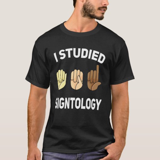Signtology Hand Sign Language ASL Hand gesture dea Tシャツ (正面)