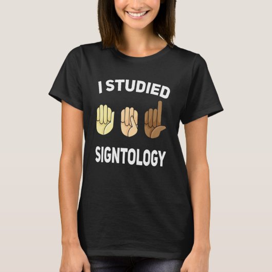 Signtology Hand Sign Language ASL Hand gesture dea Tシャツ (正面)