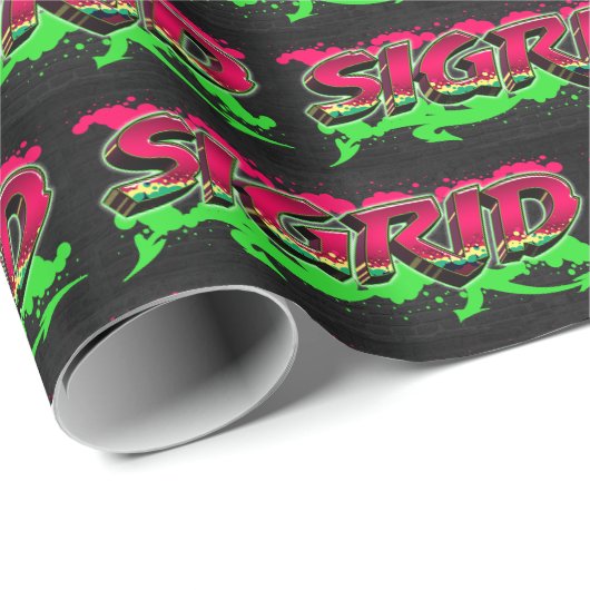Sigrid Vorname Name Graffiti red green ラッピングペーパー (ロールコーナー)