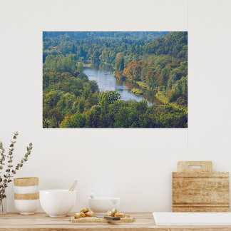 Sigulda Autumn in Picturesque Gauja River Valley ポスター