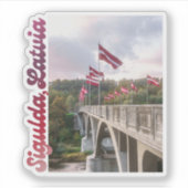 Sigulda bridge photo, Latvia souvenir, laptop シール (正面)