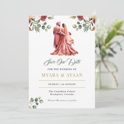 Sikh日付の保存テンプレートPunjabi日付の保存 招待状 (スタンド正面)