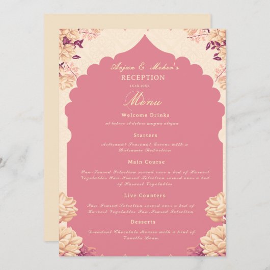 Sikh Wedding Reception Menu | budget Flat Menu メニュー (正面/裏面)