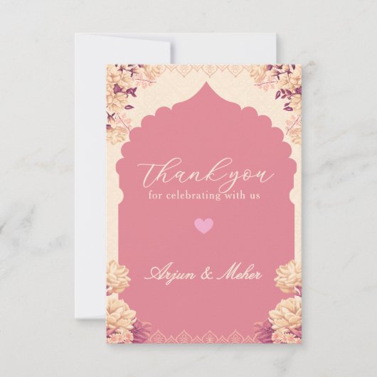 Sikh Wedding Thank You Card | Elegant Punjabi Wedd サンキューカード (正面)
