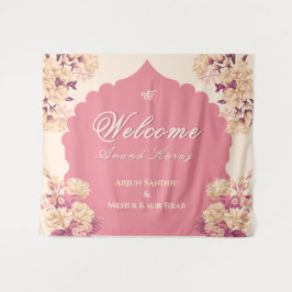Sikh Wedding Welcome Sign | Anand Karaj Welcome |  タペストリー