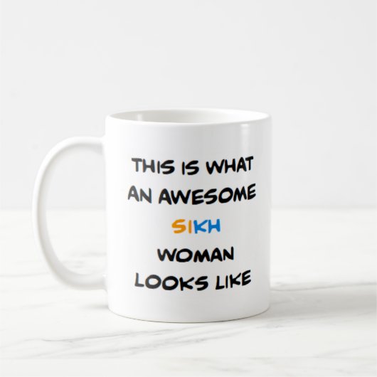 sikh woman, awesome coffee mug コーヒーマグカップ (左)