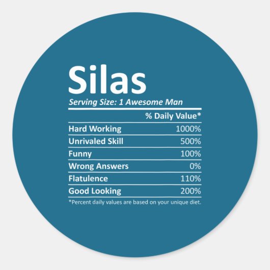 Silas Nutrition Funny Birthday D Name G  ラウンドシール (正面)