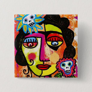 SilberZweigArts著紫色の砂糖Sull Frida 缶バッジ