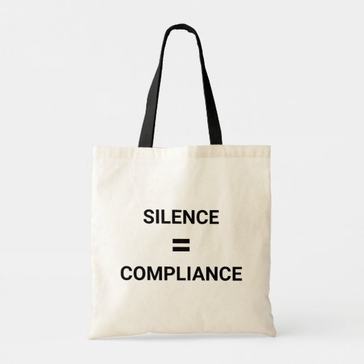Silence Equals Compliance はっきりした Repeat Two-sided トートバッグ (裏面)