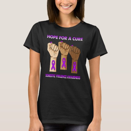 Silence Hand Hope For A Cure Domestic Violence Awa Tシャツ (正面)