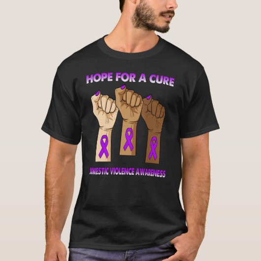 Silence Hand Hope For A Cure Domestic Violence Awa Tシャツ (正面)