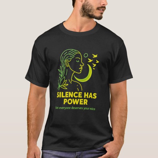 SILENCE HAS POWER  - neon minimalist Basic T-Shirt Tシャツ (正面)