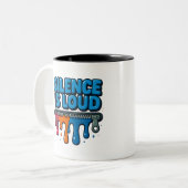 Silence Is Loud Bold Typography Art Mug ツートーンマグカップ (正面左)